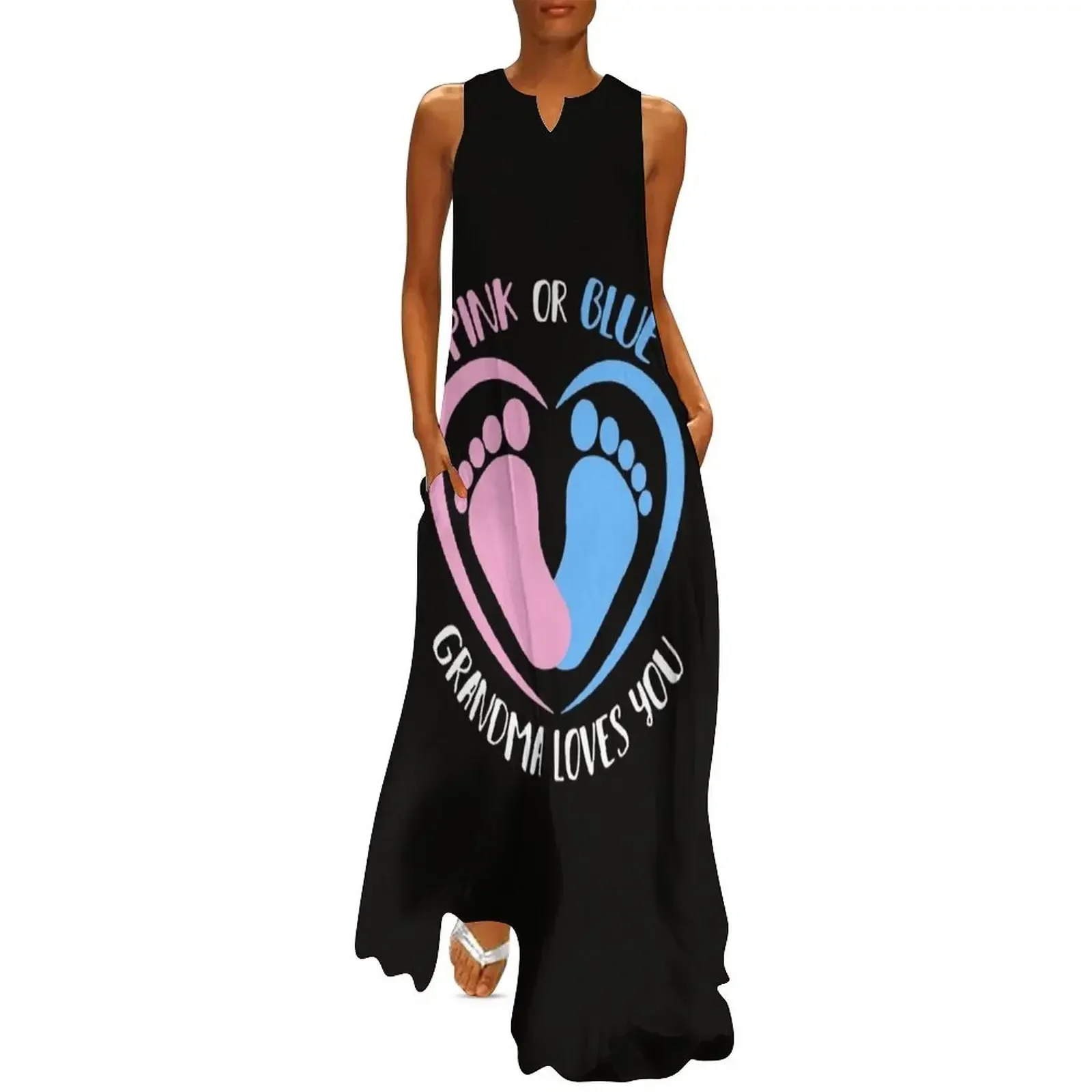 

Pink or Blue Grandma Loves You Gender Reveal Long Dress dress party night prom dress Women's summer long