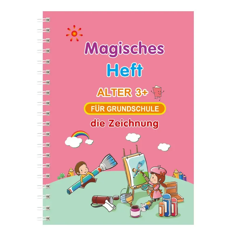 Copybook Mágico Reutilizável para Crianças, Brinquedos de Desenho, Treinamento de Controle de Caneta, Escrita, Aprendizagem, Brinquedo Educativo, Espanhol, Francês, Alemão