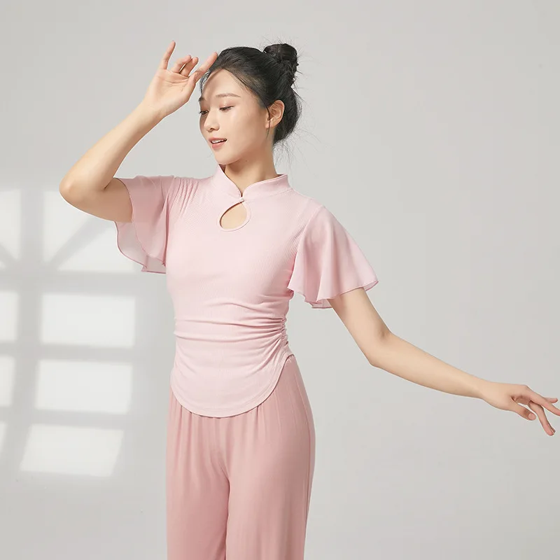 الرقص الكلاسيكي الجديد الصيني شيونغسام طوق صغير تحلق الأكمام أعلى الجسم قافية الرقص الصيني ممارسة الرقص الحديث الملابس