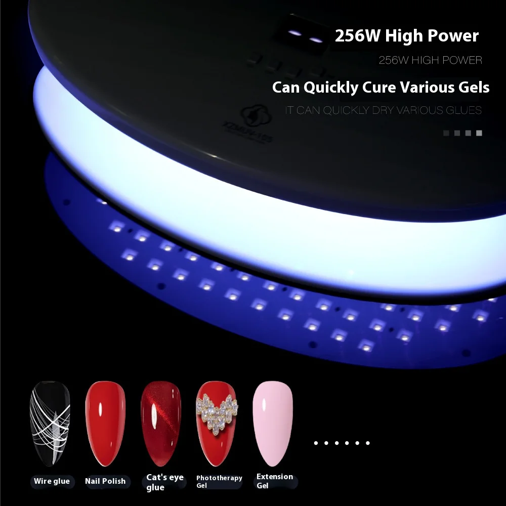 Lampa UV LED do paznokci o dużej mocy 256W, 96 diod LED do suszenia żelu do paznokci, profesjonalne narzędzie do szybkiego utwardzania paznokci do manicure i pedicure do użytku domowego