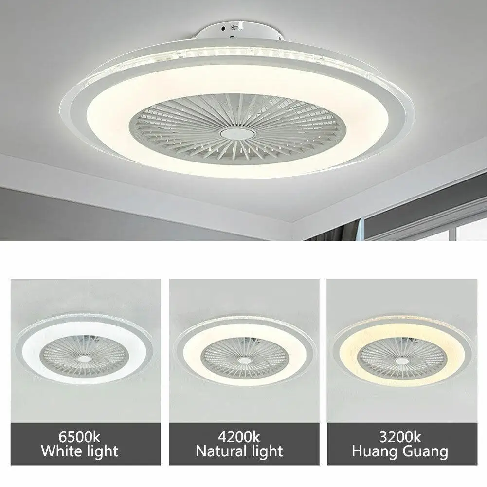 

White 3 Speed LED Ceiling Fan Modern Style Mount Ceiling Lamp Fan With Light and Remote Control 70W 23.5in For Home Living Room