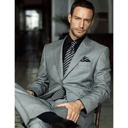 2023 Tailored Made Smoking Grey Suit Men Prom Tuxedo Wedding Suits for Men Slim Fit Custom Groom Blazer 2 Piece Terno Masculino