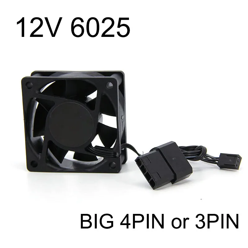 60*60*25 6025 DC 12v big 3pin small 4pin Brushless Computer Cooling Fan 6cm PC Fans For Computer Case GPU CPU Cooler Radiator