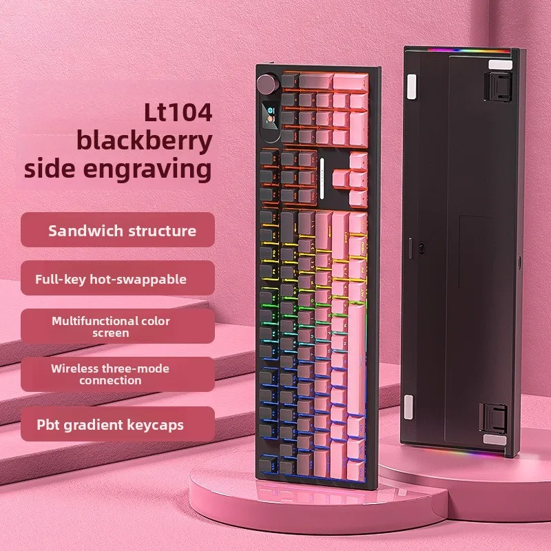 

Side-engraved gradient customized mechanical keyboard, wireless 2.4g Bluetooth three-mode RGB keyboard