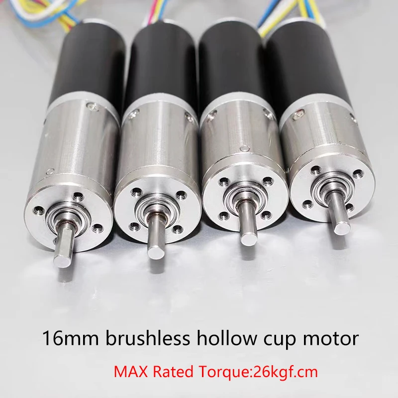 12V 3/14/76/412rpm26kgf.cm brushless hollow cup motor 16MM micro DC reduction motor