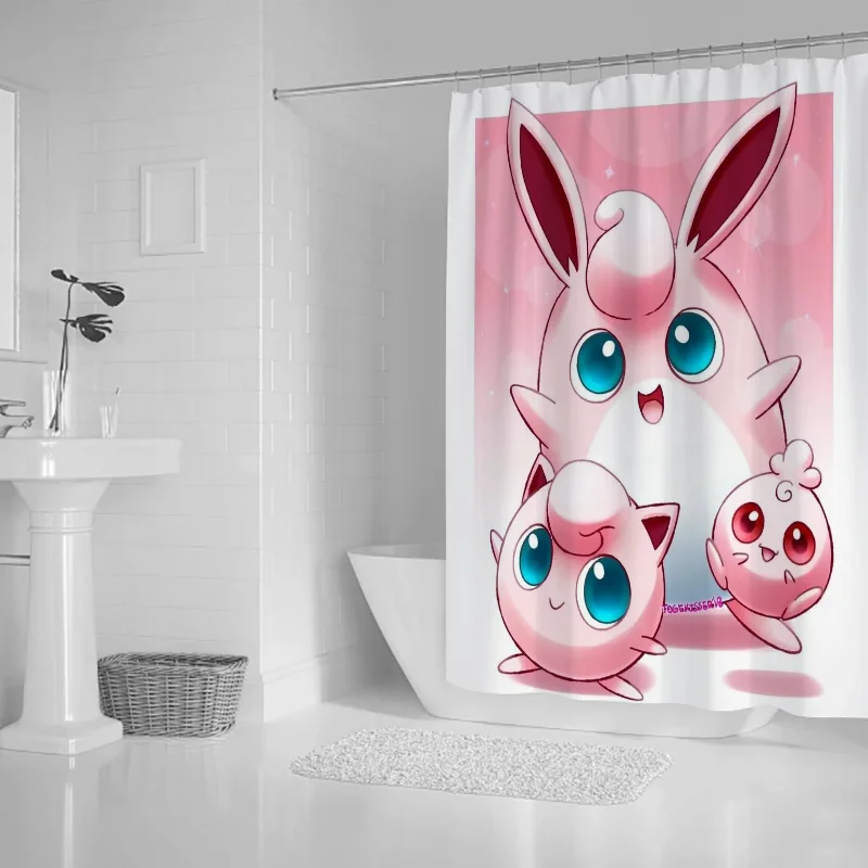 Shower P-pokemones Waterproof Fabric Bathroom Curtains for the Home Bath Curtain Accessories Bedrooms Shade Opaque Products