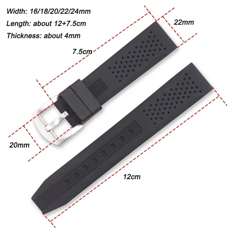 Breathable Watchband Silicone Strap for Seiko Sport Bracelet for Omega Waterproof Replacement Wristbelt 16mm 18mm 20mm 22mm 24mm