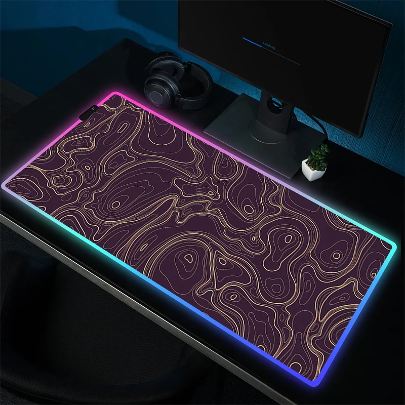 Rgb Mousepad Eenvoudige Lijn Muismat Gamer Rubber Computermuismat Led Game Hd Print Toetsenbordmat Vergrendeling Rand Bureaumatten Xxl