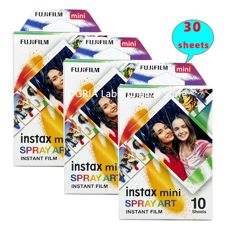 10/20/30 Sheets Original Fujifilm Instax Mini Film Mini 11 9 8 Photo Paper B&W Rainbow Instant Mini 7s 8 70 90 Camera Black &Wh