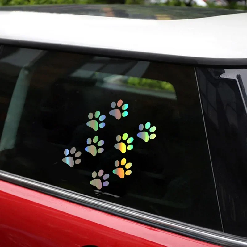 Car Cat Paw Print Sticker Creative 3D Animal Footprint Decal Sunscreen Waterproof Auto Door Window Paster Exterior Accessories