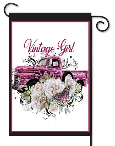 Vintage Girl  Purple Vintage Truck   Garden Flag    ~     12x18 Garden Flag