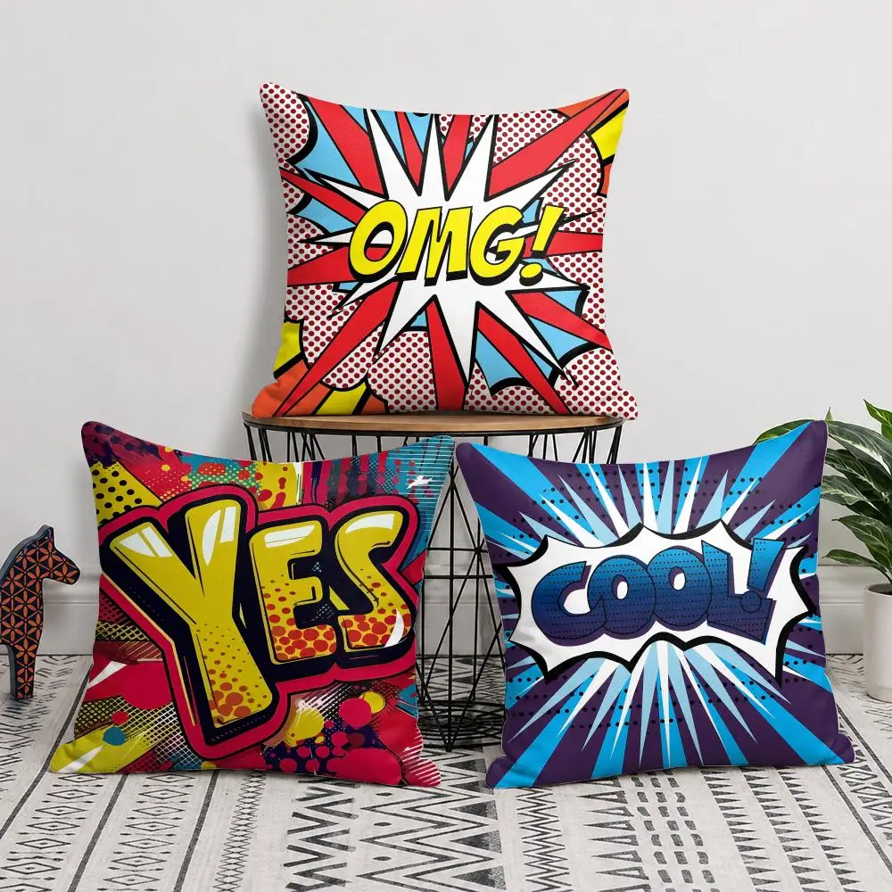 Colorful Pop Art Design Cushion Cover Soft Short Plush Pillow Cover Smooth Cozy Texture Cushion Case Home Decor