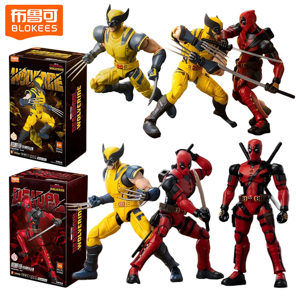 

Original Blokees Marvel Action Figures Champion Class Series Deadpool Wolverine Creative Model Kits Desk Decorations Kids Gifts