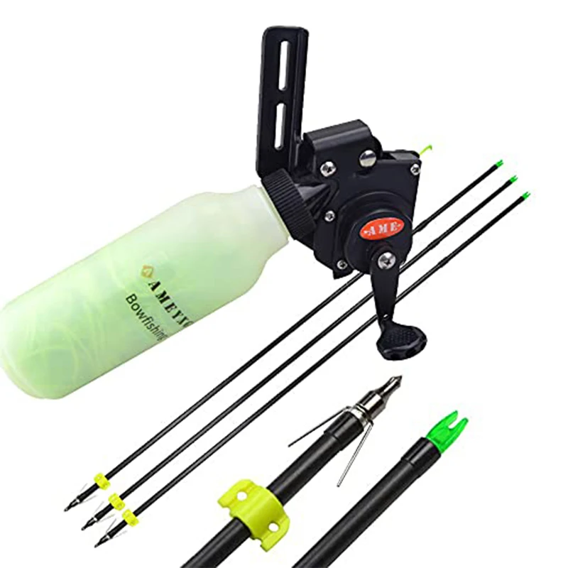 Ensemble de moulinet de pêche Bowfishing, ULde 40m, outil de pêche Bowfishing, flèche de tir à l\'arc, arc à poulies, arc classique, ULde pêche de