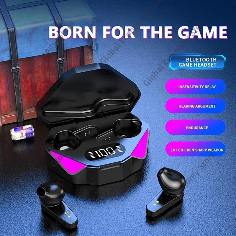 

TWS Gaming Earbuds Wireless Bluetooth Earphones with Mic Bass Audio Sound Positioning 9D Stereo Music HiFi Headset for Gamer IOS