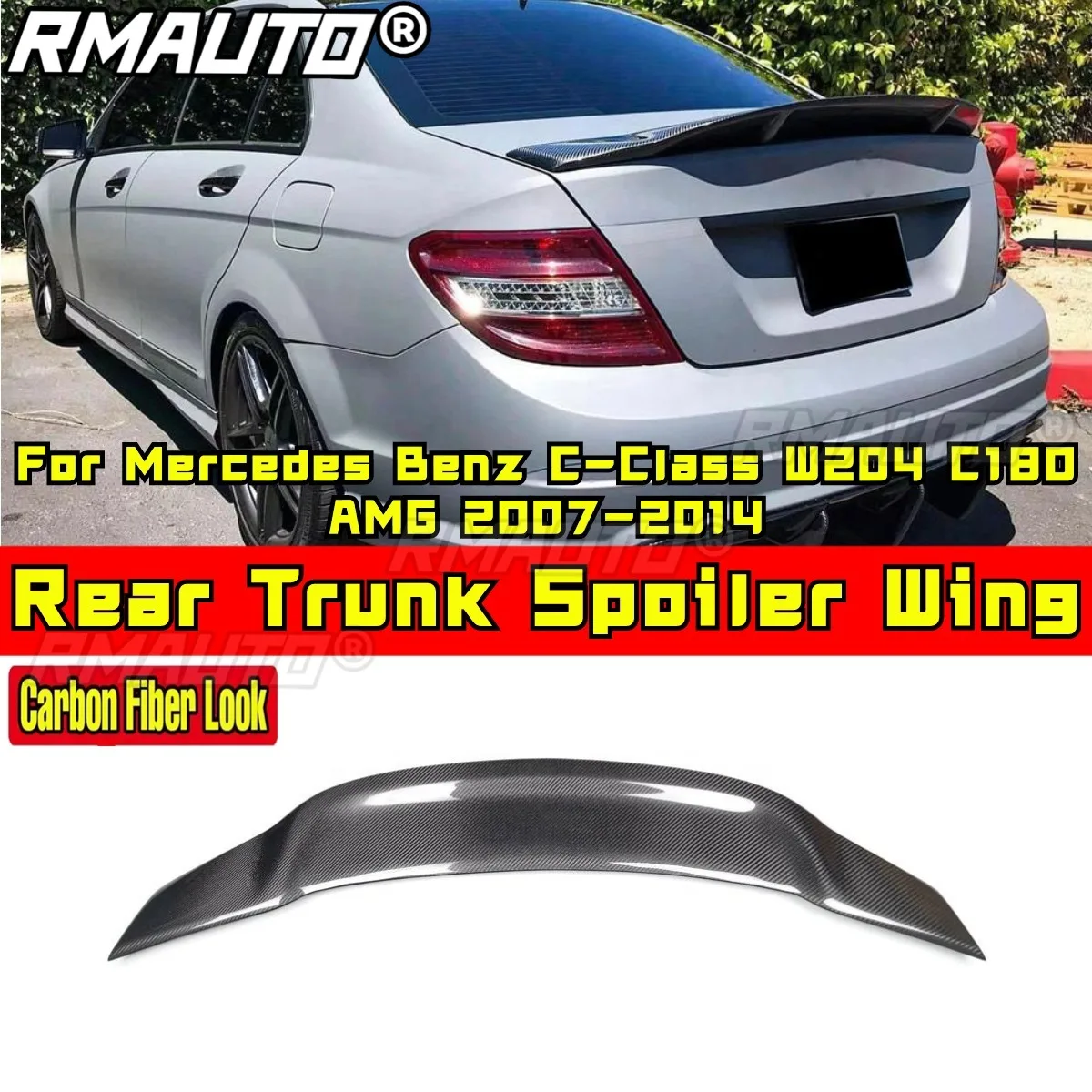 For Mercedes Benz C-Class W204 C180 AMG 2007-2014 Rear Trunk Spoiler Wing Rear Roof Wing Spoiler Body Kit Car Accessories