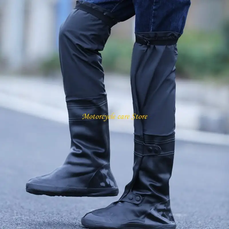 

U75F High Tube Rain Shoe Covers Creative Waterproof Reusable Motorcycle Cycling Protective Gear Bike Rain Boot Rainproof 2pcs