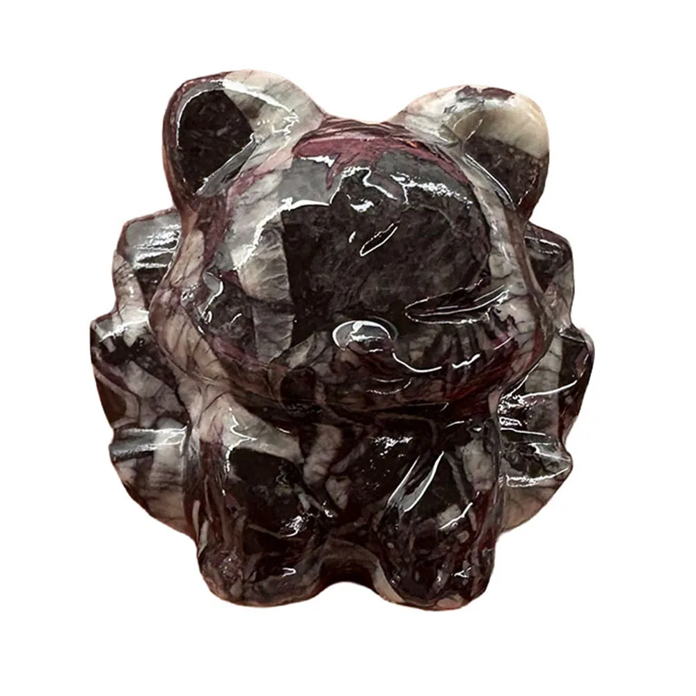 Custom Natural Shell Stone Nine-Tailed Fox Figurine - Detailed Gemstone Nine-Tailed Fox Statue Collectible Home Decor