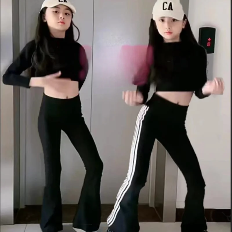 

New Children's Slimming Yoga Pants Leg Lengthening Bell Bot Training orms for Kids Model Practice Ethnic Stage Costumes