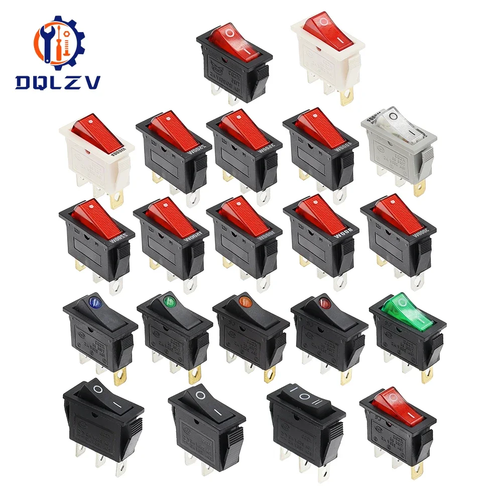 KCD3 220V ON/OFF SPST Rocker Switch Single Pole Single Throw 2 3 Position 20A 125VAC With LED Light