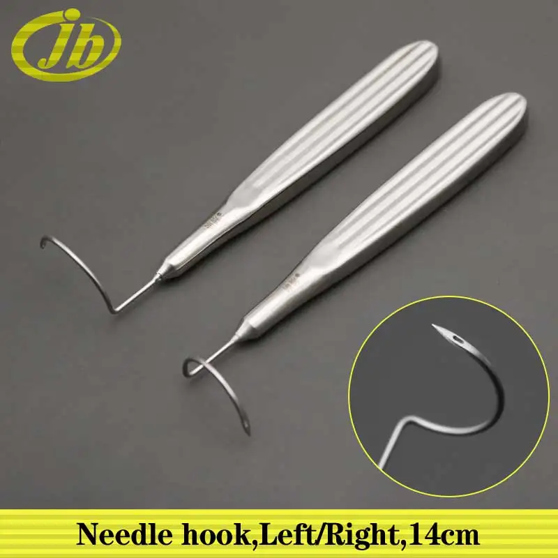 Needle hook stainless steel left and right 14cm cosmetic plastic surgery surgical operating instrument sharp puncture needle