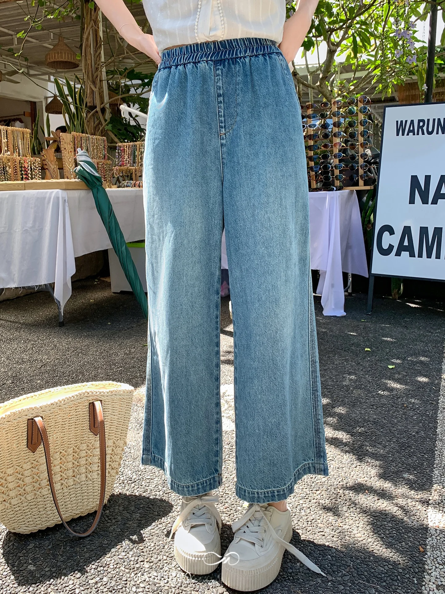 Maxisi プラスサイズの女性のルーズフィットハイウエストコットンジーンズワイドレッグナインピースカジュアルパンツ夏痩身ストレートレッグパンツ