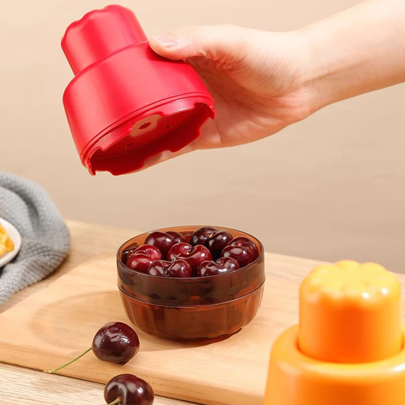 1 unidad de prensatelas de cereza portátil tipo prensa herramienta para apretar semillas de olivo removedor de stoner 7 agujeros removedor de cereza herramienta de cocina