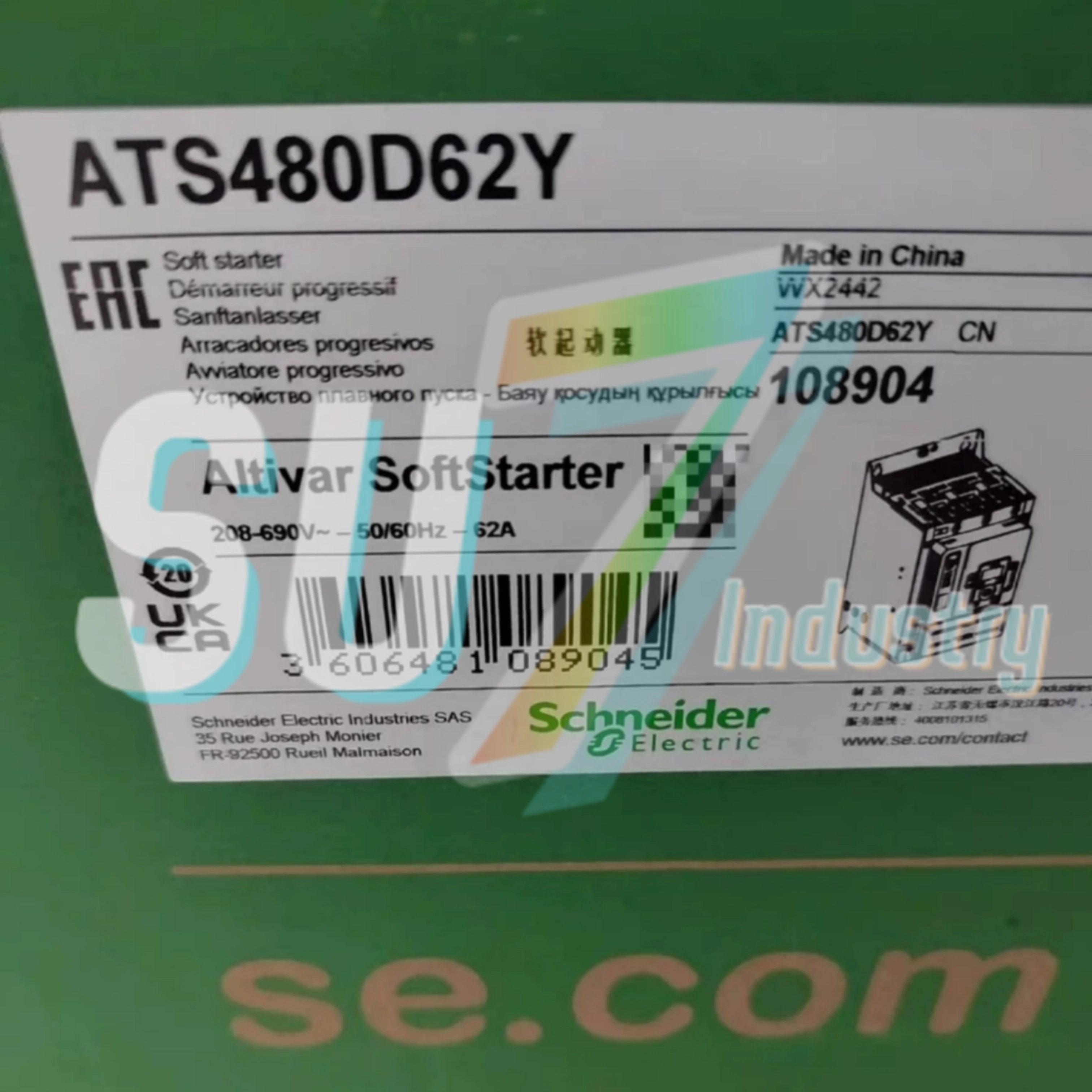 

soft starter ATS480D62Y 62A 30kW ATS480D75Y 75A 37kW ATS480D88Y 88A 45kW New In Box