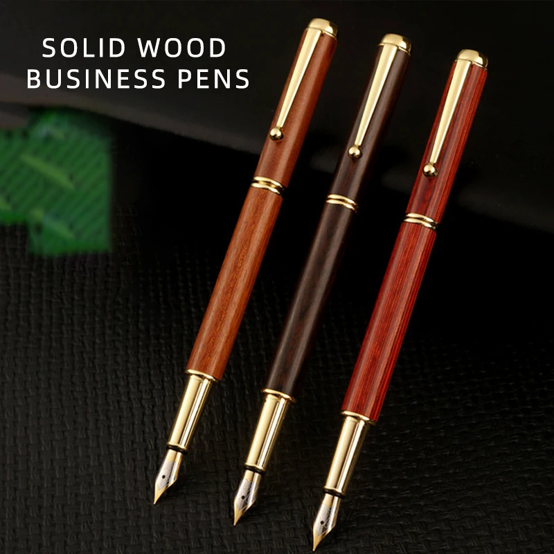 

Retro Fashion Natural Sandalwood Wood Pen High End Business Office Signature Brass Wooden Solid Pen School Supplies Teacher Gift