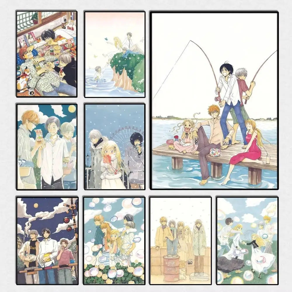 Pósteres de Anime Honey and Clover, adhesivo de pared elegante para decoración de sala de estar, decoración de pared