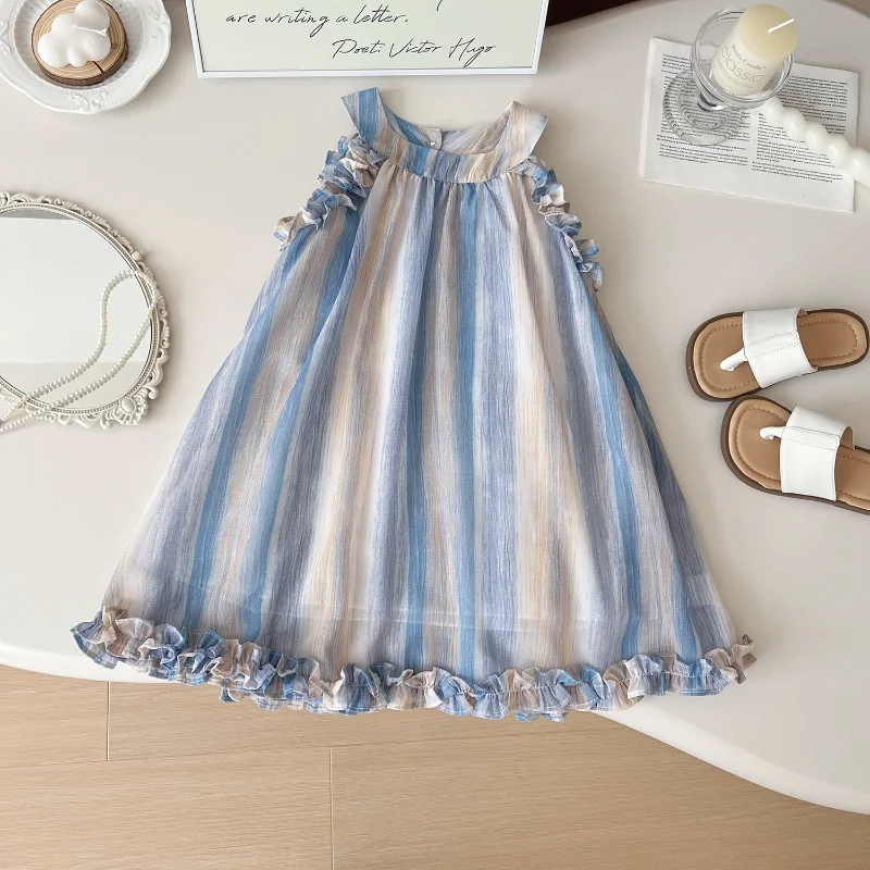 

Korean Princess Dress for Girls Halter Neck Sleeveless Dress Baby Toddler Summer Ruffles Pleated Dress Kids Party Fancy Outfits