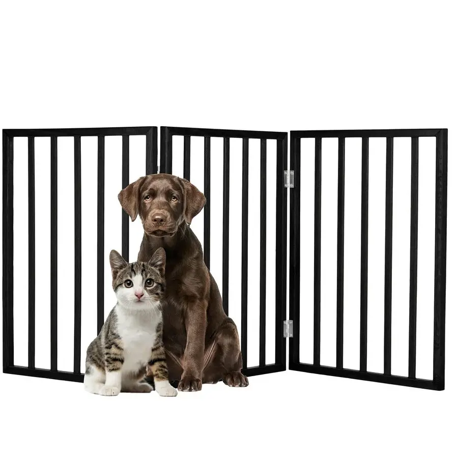 

Складной деревянный барьер для собак Black Gate 3Panel, 54x24 дюйма, для лестниц, коридоров или дверных проемов, отдельно стоящий