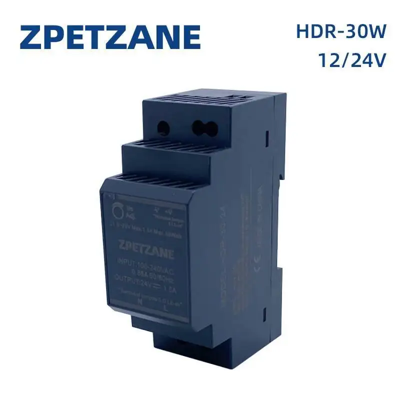HDR-30 stopniowy zasilacz do przełączania szyny DIN 12V 24V szczupły sterownik LED 30W półmostkowy transformator mocy
