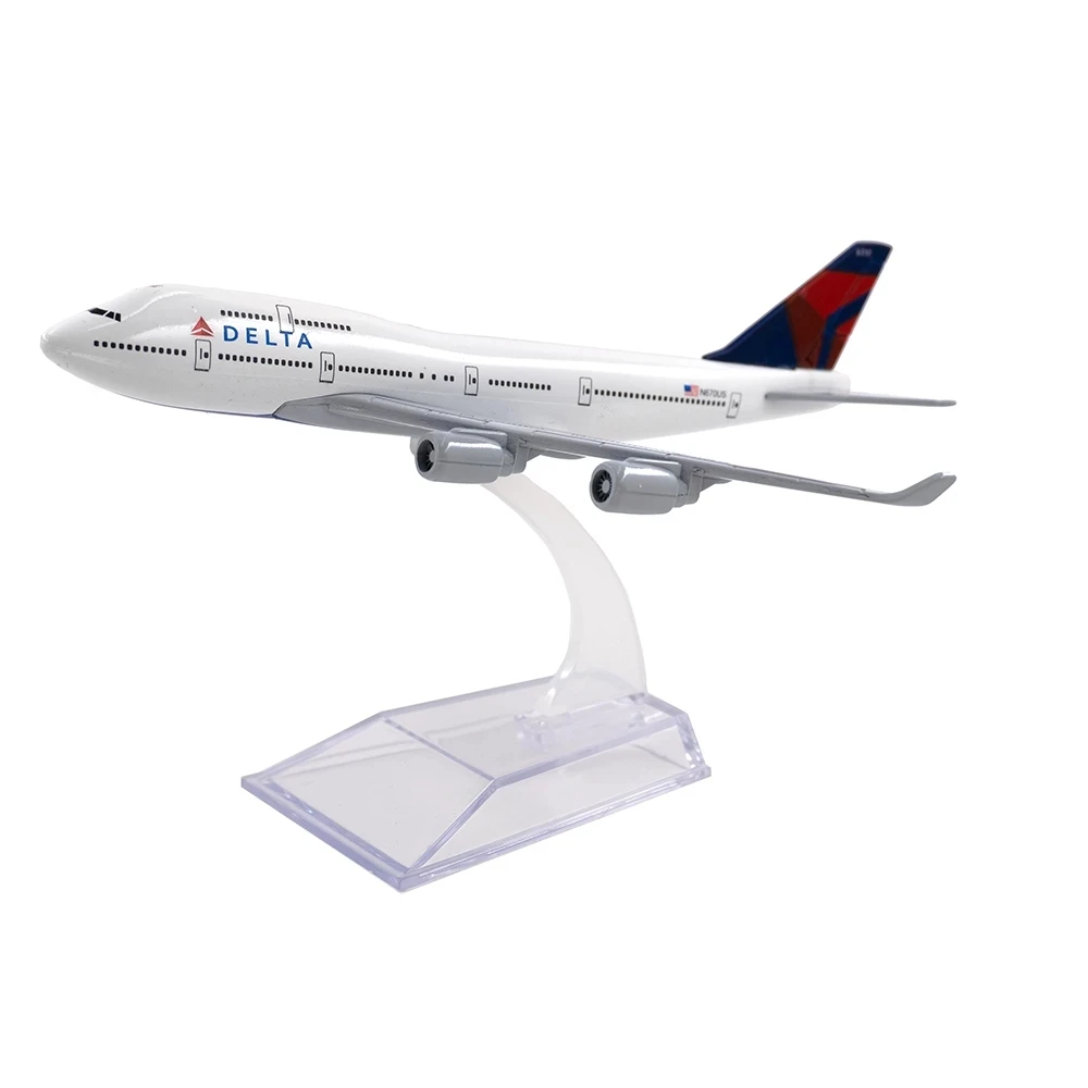 1/400 Aircraft Models Boeing 747 Delta Airlines 16cm Alloy B747 Airplane Toy Children Kids Gift for Collection