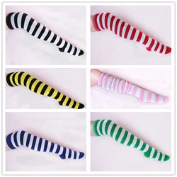 Over Knee Black White Blue Red Long Stripe Japanese Cartoon Tight High Socks Women Girl Cosplay Lolita Student Kawaii Sockings