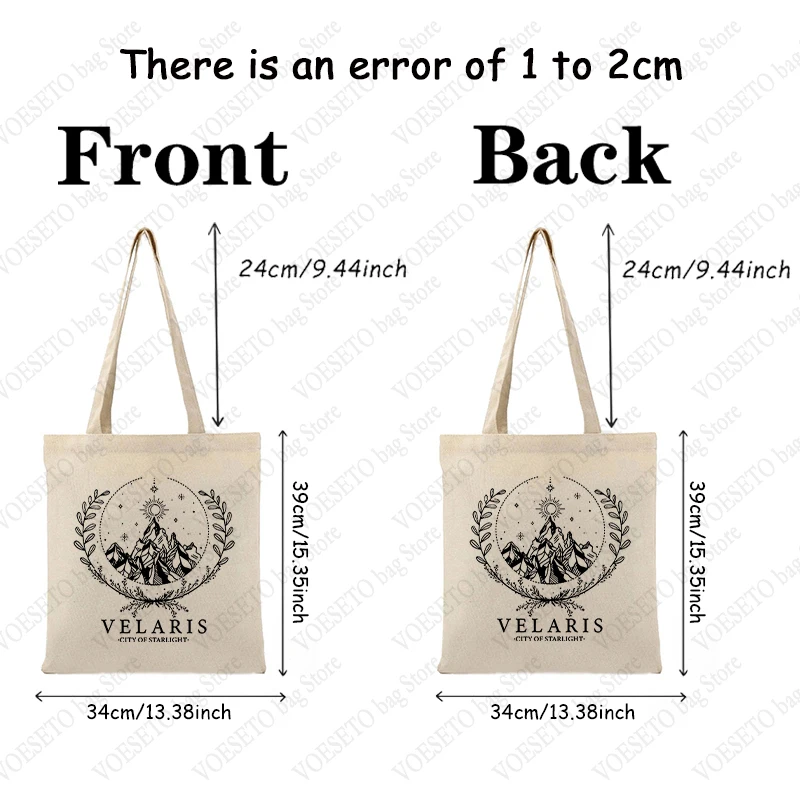 Velaris City of Starlight Pattern Tote Bag Canvas Shoulder Bags for Travel Daily Commute Women Reusable Shopping Bag Best Gift