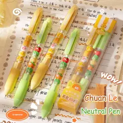 2Pcs New 0.5mm Press Gel Pen Writing Stationery Quick-drying Beaded Pen Black Pen Signature Pen Student