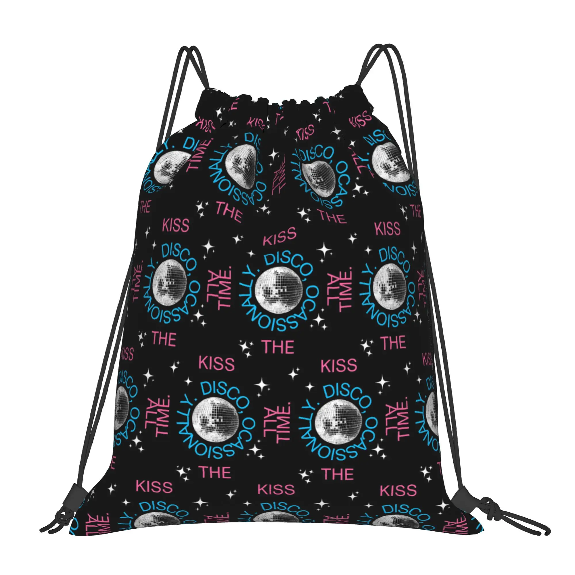 Kiss All The Time Disco Drawstring Backpack Sports Gym Bag Harrys Singer Styles String Sackpack for Hiking 36cm (W) x 43cm (H)
