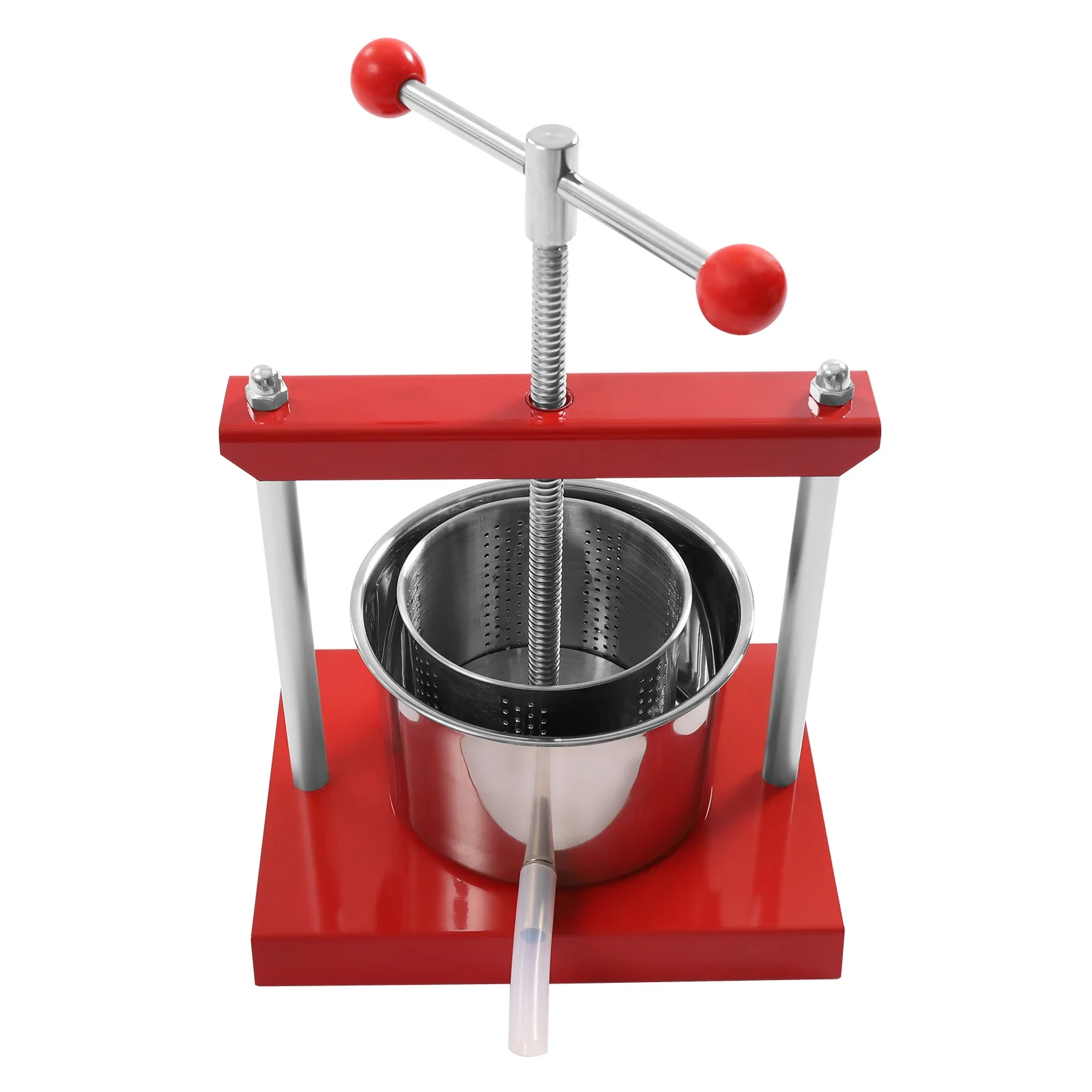 

3L Stainless Steel Manual Fruit Press, Manual Juicer W/ Strainer Bag& T-shaped Handle, for Lemon Vegetable Cheese Tincture Herb