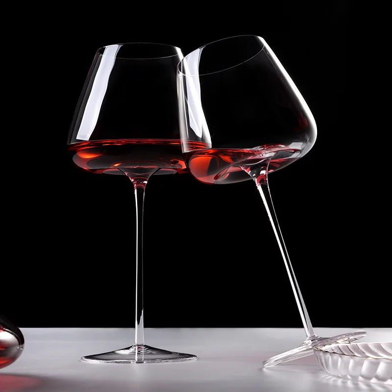 European Concave Bottom Goblet Light Luxury Bordeaux Wine Glasses Handmade Lead-Free Crystal Glass Big Belly Tasting Cup Gifts