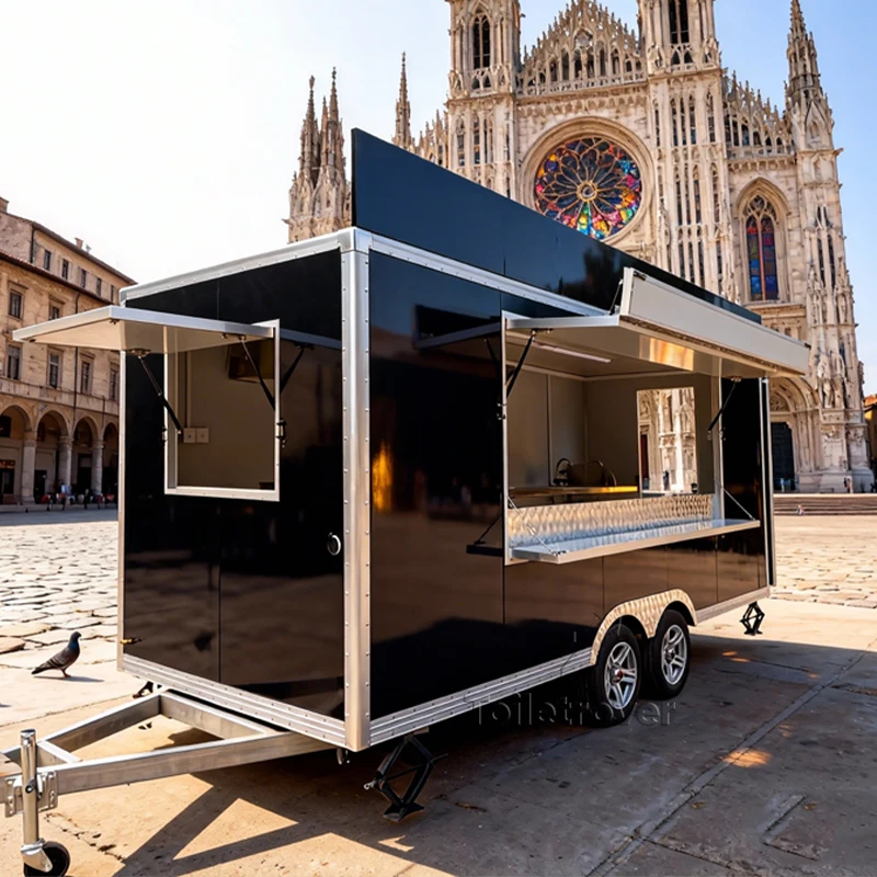

Hot Sales Fancy Fast Food Truck Waffle Crepe Dessert Pancake Donut Ice Cream Food Vending Trailer with Popcorn Machine