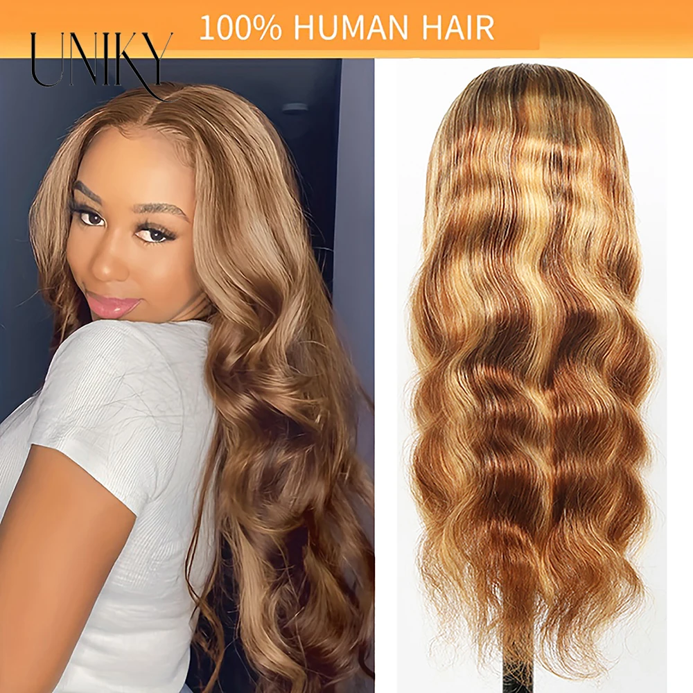 

180% Density Wigs Human Hair Long Body Wave 13x4 Lace Front Wigs Human Hair Wig 4/27 Honey Blonde Pre Plucked With Baby Hair