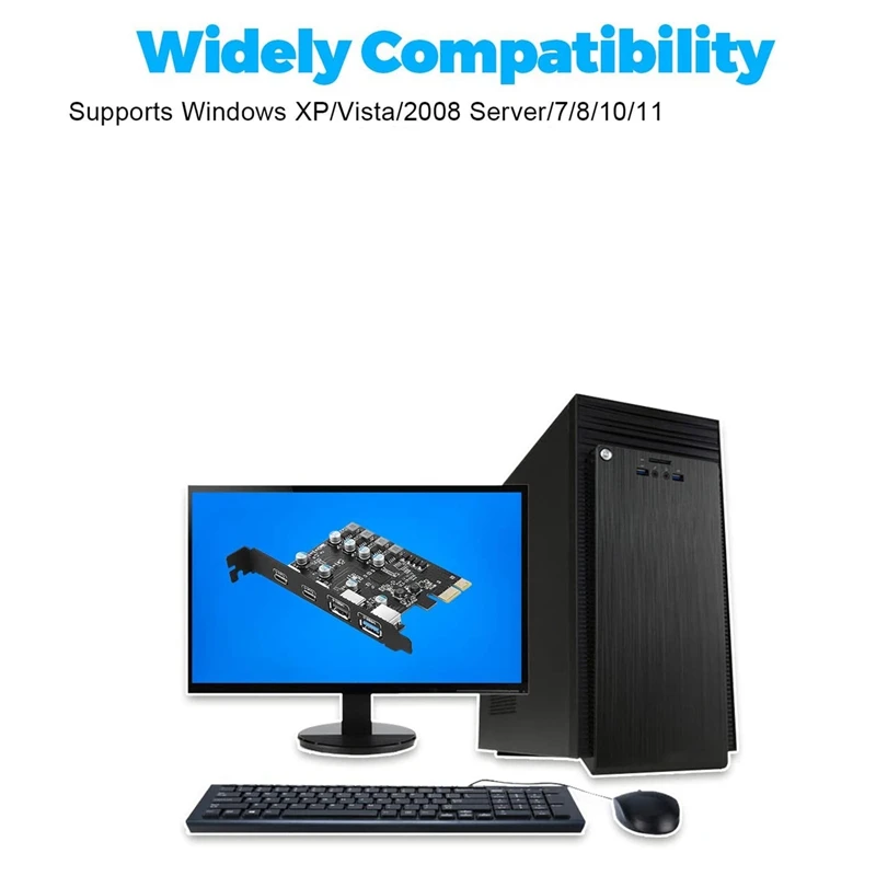 Placa de expansão pcie para usb 3.0 de 4 portas, placa adaptadora pci express para pc desktop, suporte windowsxp/7/8/10