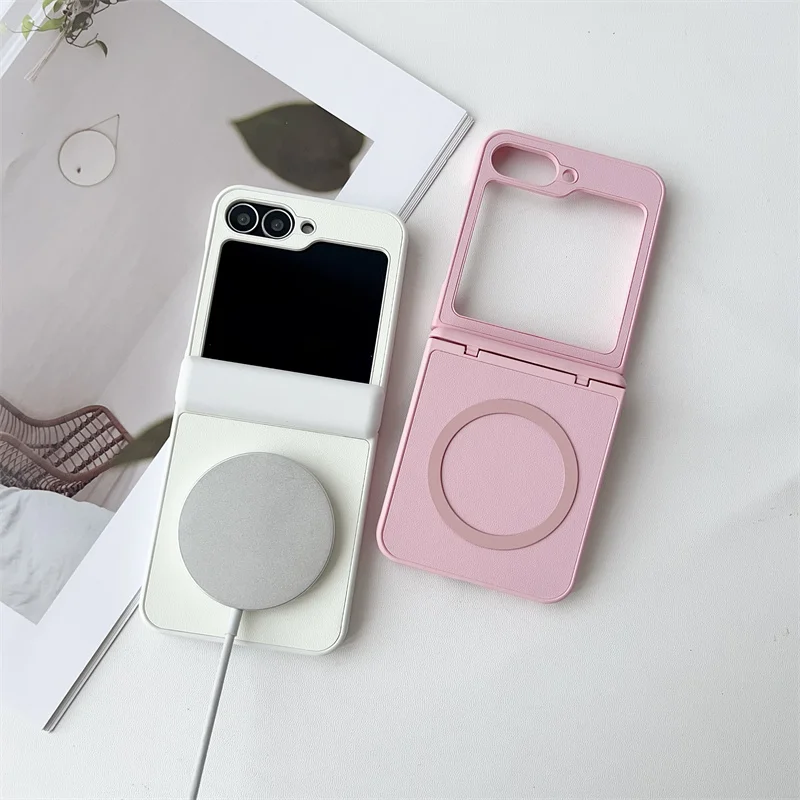 Для Samsung Galaxy Z Flip 7 6 5 4 3, роскошный защитный чехол из искусственной кожи с магнитной петлей на заднюю панель