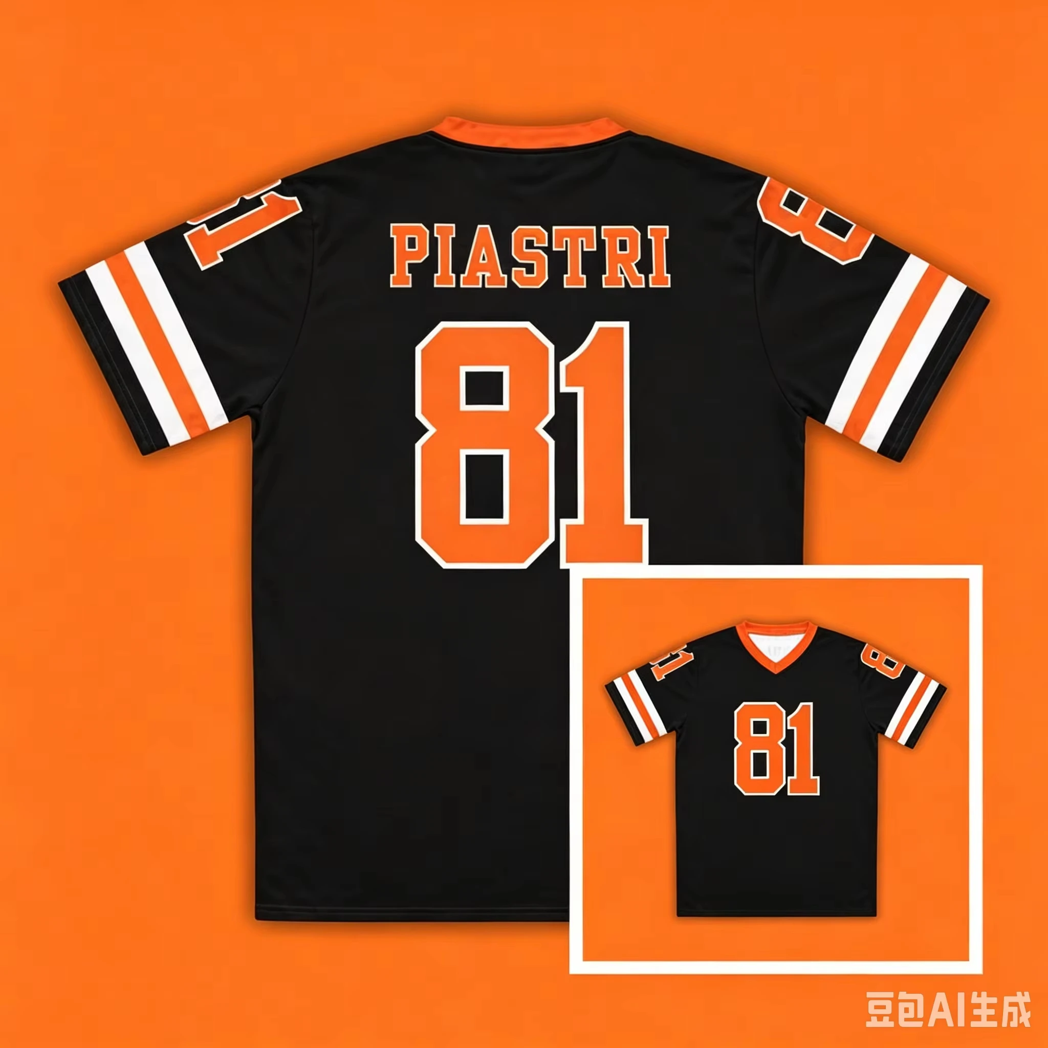Startnummer # 81 Grafik-T-Shirt mit V-Ausschnitt und kurzen Ärmeln, atmungsaktiv, schnelltrocknend, mit gestreiften Ärmelbündchen, Sport-Fan-Oberteil für die ganze Familie – Detail 8