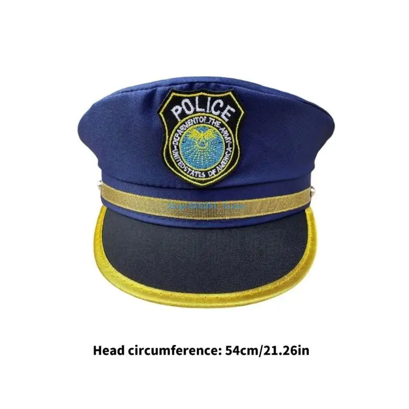 T3LC Topi Polisi Anak untuk Pesta Halloween Topi Polisi Lencana Topi Kostum Cosplay untuk Anak-anak Hiasan Kepala Bermain Peran