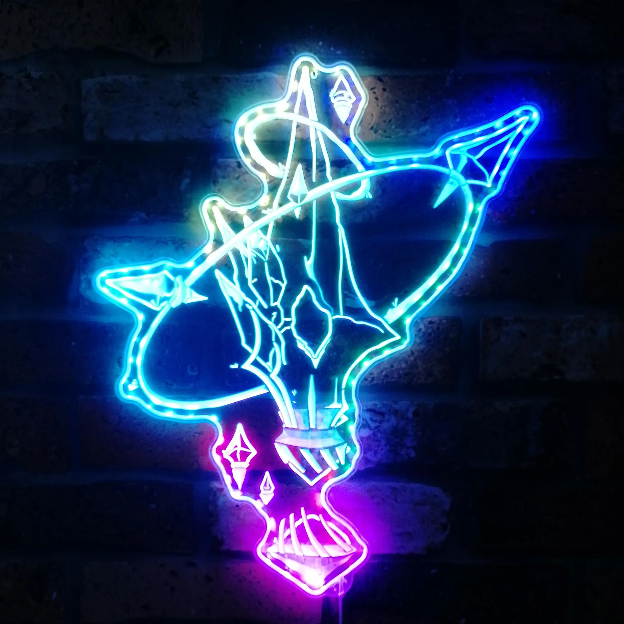 FF 7 Aetheryte Crystal RGB Edge Lit LED Sign, Game Room Decor, Gaming Night Light