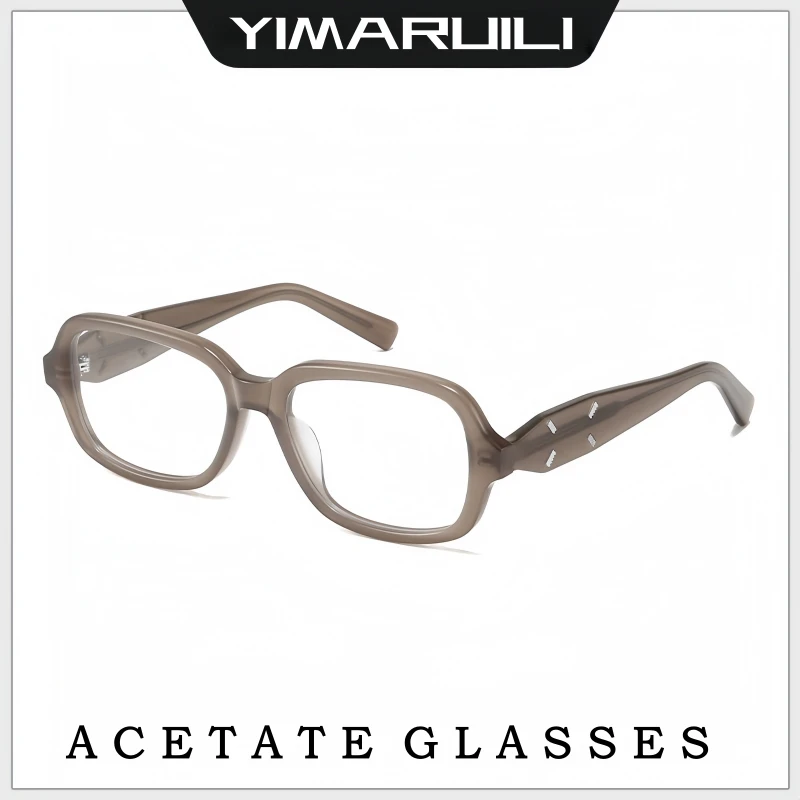 

YIMARUILI Fashion High Quality Acetate Glasses Women Retro Oval Men's Eyewear Big Size Optical Prescription Eyeglasses Frame BC2