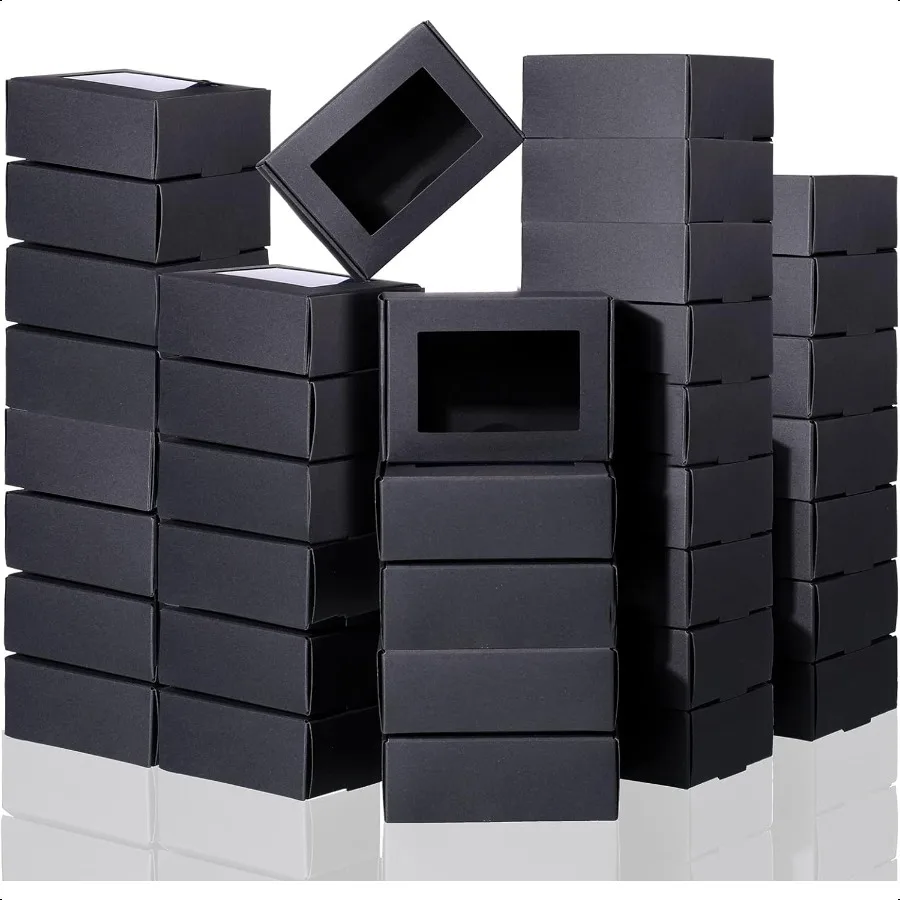 

100 Pieces Soap Boxes Kraft 3.54 x 2.44 x 1.26 Inch Black