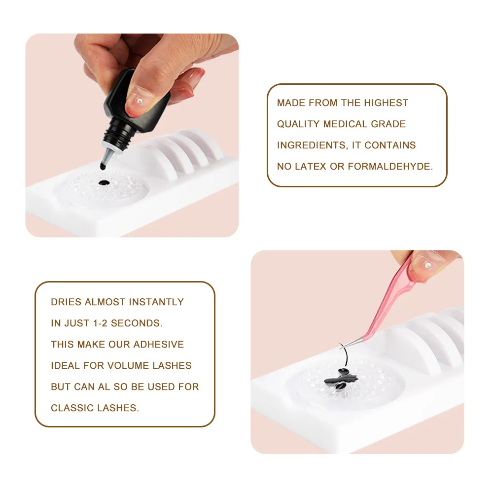 zwellbe 8ml Eyelash Extension Glue 1-2 Seconds Fast Drying Black Eyelashes Glue Pro Lash Glue Black Adhesive